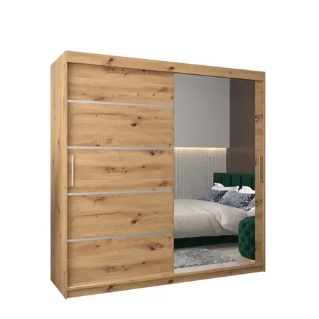 Buy Verona 02 Sliding Door Wardrobe Oak Artisan 200cm, Colour: Oak Artisan, Item Width: 200, 5 from Furnituretta