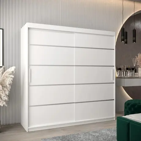 Buy Verona 01 Sliding Door Wardrobe White 200cm, Colour: White, Item Width: 200 from Furnituretta