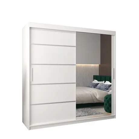 Buy Verona 02 Sliding Door Wardrobe White 200cm, Colour: White, Item Width: 200, 5 from Furnituretta