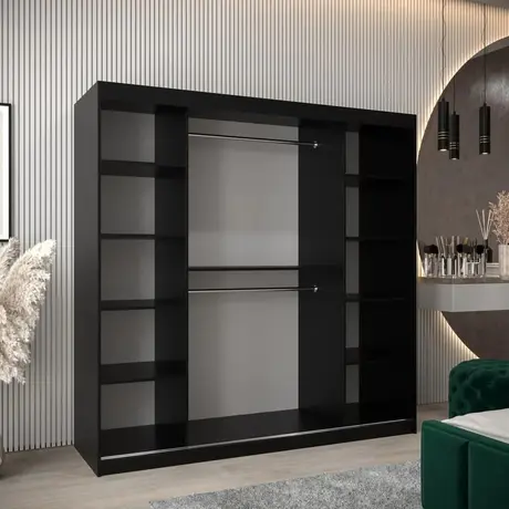 Buy Verona 02 Sliding Door Wardrobe Black 200cm, Colour: Black, Item Width: 200, 6 from Furnituretta