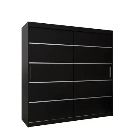 Buy Verona 01 Sliding Door Wardrobe Black 200cm, Colour: Black, Item Width: 200, 5 from Furnituretta