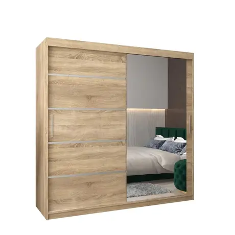 Buy Verona 02 Sliding Door Wardrobe Oak Sonoma 200cm, Colour: Oak Sonoma, Item Width: 200, 5 from Furnituretta