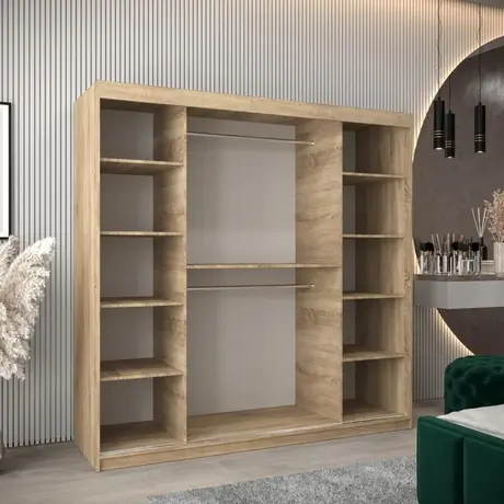 Buy Verona 01 Sliding Door Wardrobe Oak Sonoma 200cm, Colour: Oak Sonoma, Item Width: 200, 6 from Furnituretta