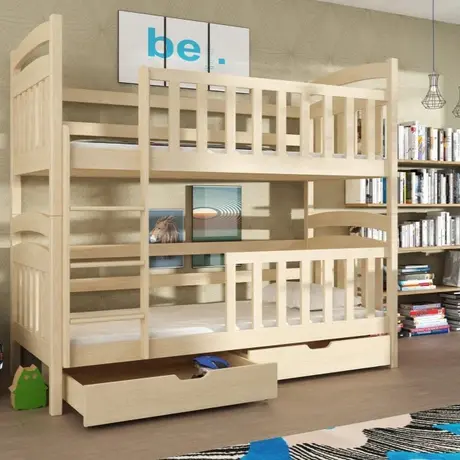 Buy Wooden Bunk Bed Sebus with Storage Pine, Colour: Pine, Mattresses: Foam Mattresses from Furnituretta