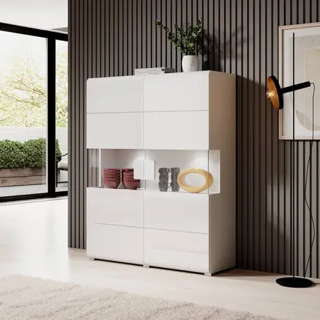 Buy Toledo 42 Sideboard Display Cabinet White, Colour: White, Item Width: 122, 4 from Furnituretta