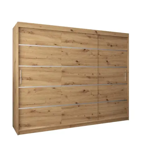 Buy Verona 01 Sliding Door Wardrobe Oak Artisan 250cm, Colour: Oak Artisan, Item Width: 250, 5 from Furnituretta