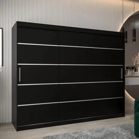 Buy Verona 01 Sliding Door Wardrobe Black 250cm, Colour: Black, Item Width: 250 from Furnituretta