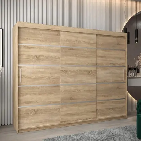 Buy Verona 01 Sliding Door Wardrobe Oak Sonoma 250cm, Colour: Oak Sonoma, Item Width: 250 from Furnituretta