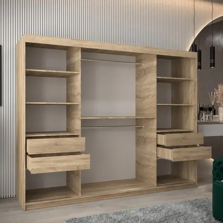 Buy Verona 01 Sliding Door Wardrobe Oak Sonoma 250cm, Colour: Oak Sonoma, Item Width: 250, 8 from Furnituretta