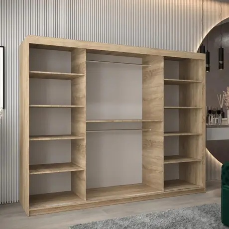 Buy Verona 01 Sliding Door Wardrobe Oak Sonoma 250cm, Colour: Oak Sonoma, Item Width: 250, 6 from Furnituretta