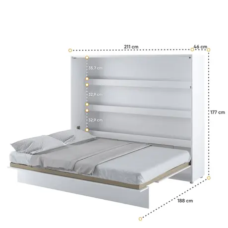 Buy BC-14 Horizontal Wall Bed Concept White Matt 160cm, Colour: White Matt, Size: 160 x 200cm, 7 from Furnituretta