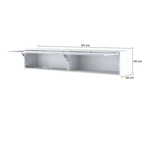 Buy BC-15 Over Bed Unit for Horizontal Wall Bed Concept White Gloss 160cm, Colour: White Gloss, Item Width: 211, 6 from Furnituretta
