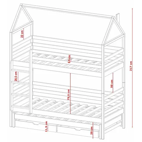 Buy Dalia Bunk Bed with Trundle and Storage Pine, Colour: Pine, Mattresses: Foam/Bonnell Mattresses, 6 from Furnituretta