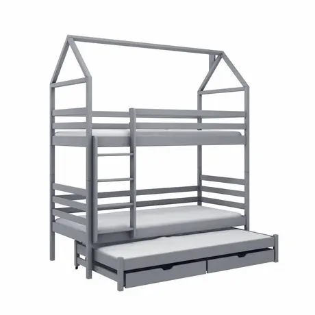 Buy Dalia Bunk Bed with Trundle and Storage Grey, Colour: Grey, Mattresses: Foam/Bonnell Mattresses, 3 from Furnituretta