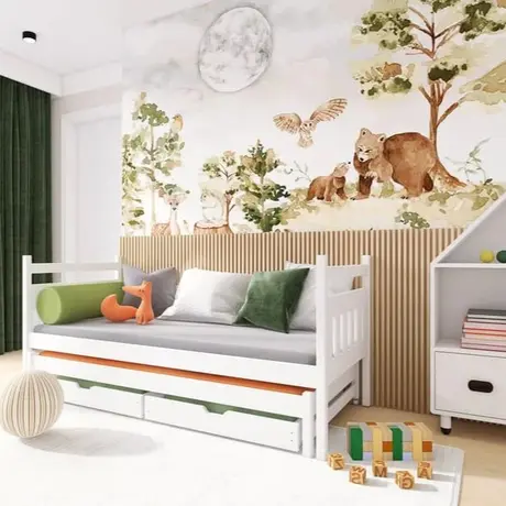 Buy Wooden Double Bed Daniel with Trundle and Storage White Matt, Colour: White Matt, Mattreses: Foam/Bonnell Mattresses, 7 from Furnituretta