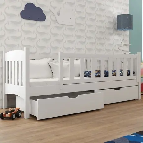 Buy Wooden Single Bed Gucio with Storage White Matt, Colour: White Matt, Mattresses: Without Mattresses, 7 from Furnituretta