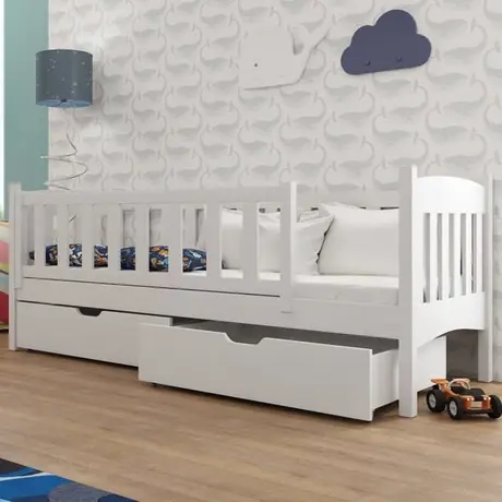 Buy Wooden Single Bed Gucio with Storage White Matt, Colour: White Matt, Mattresses: Foam/Bonnell Mattresses, 5 from Furnituretta
