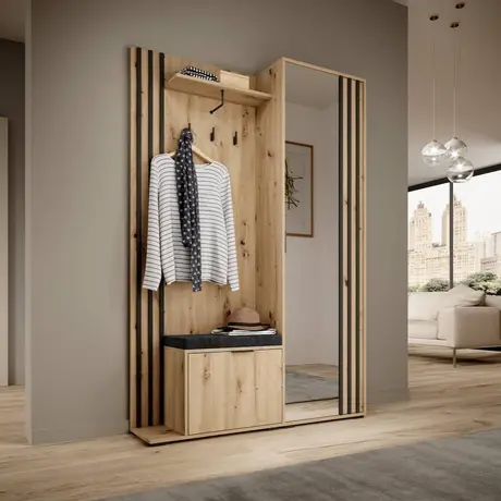 Buy Nelly Hallway Set Oak Artisan 131cm, Colour: Oak Artisan, Item Width: 131 from Furnituretta