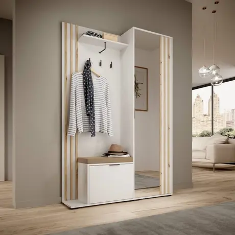 Buy Nelly Hallway Set White 131cm, Colour: White, Item Width: 131 from Furnituretta