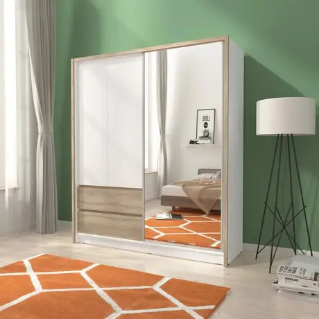 Buy Sara Sliding Door Wardrobe Oak Sonoma 184cm, Colour: Oak Sonoma, Item Width: 180, 4 from Furnituretta