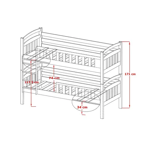 Buy Wooden Bunk Bed Sebus with Storage Pine, Colour: Pine, Mattresses: Foam Mattresses, 6 from Furnituretta