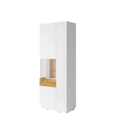 Buy Silke 12 Tall Display Cabinet White Gloss & Wotan Oak [Left], Colour: White Gloss / Wotan Oak, Item Width: 80 from Furnituretta