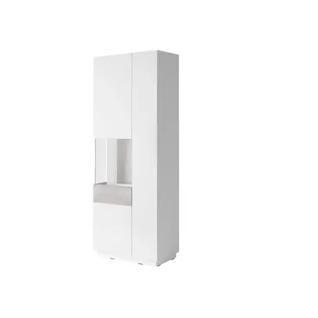 Buy Silke 12 Tall Display Cabinet White Gloss & Concrete Grey [Left], Colour: White Gloss / Concrete Grey, Item Width: 80 from Furnituretta