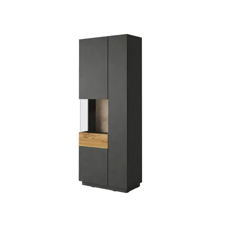 Buy Silke 12 Tall Display Cabinet Matera & Wotan Oak [Left], Colour: Matera / Wotan Oak, Item Width: 80 from Furnituretta