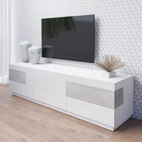 Buy Silke 40 TV Cabinet White Gloss & Concrete Grey, Colour: White Gloss / Concrete Grey, Item Width: 206 from Furnituretta