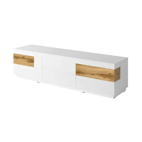 Buy Silke 40 TV Cabinet White Gloss & Wotan Oak, Colour: White Gloss / Wotan Oak, Item Width: 206, 4 from Furnituretta