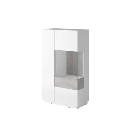 Buy Silke 44 Display Cabinet White Gloss & Concrete Grey [Right], Colour: White Gloss / Concrete Grey, Item Width: 80 from Furnituretta