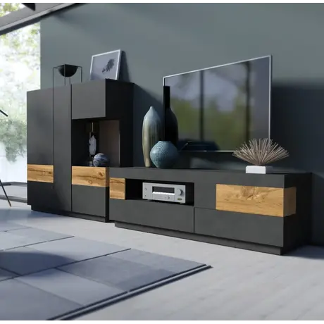 Buy Silke 13 Tall Display Cabinet Matera & Wotan Oak [Right], Colour: Matera / Wotan Oak, Item Width: 80, 6 from Furnituretta