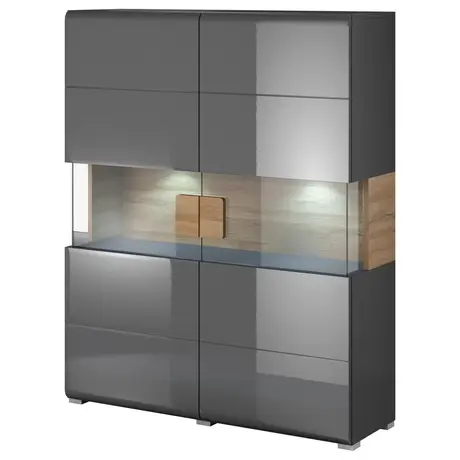Buy Toledo 42 Sideboard Display Cabinet Grey Gloss, Colour: Grey Gloss, Item Width: 122 from Furnituretta
