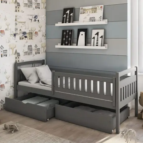 Buy Wooden Bed Terry with Storage Graphite, Colour: Graphite, Mattresses: Foam/Bonnell Mattresses from Furnituretta