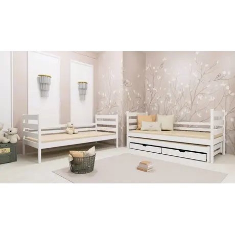 Buy Wooden Bunk Bed Tomi with Trundle and Storage White Matt, Colour: White Matt, Mattress: Foam Mattresses, 9 from Furnituretta