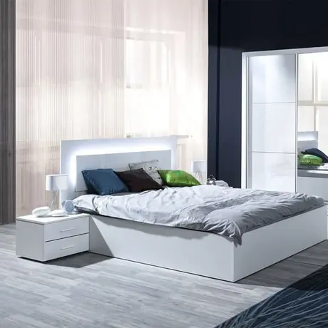 Buy Siena Bed with LED, Colour: White Gloss, Size: 160 x 200cm, Storage: No, 3 from Furnituretta
