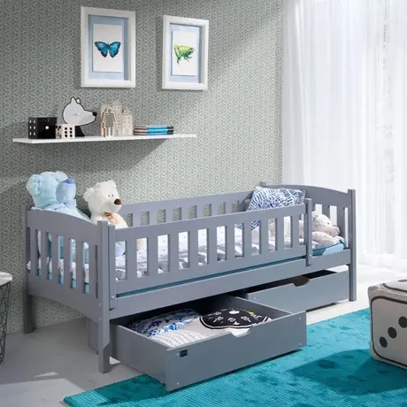 Buy Wooden Single Bed Gucio with Storage Grey Matt, Colour: Grey Matt, Mattresses: Foam Mattresses from Furnituretta