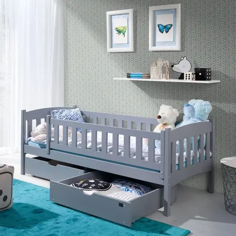 Buy Wooden Single Bed Gucio with Storage Grey Matt, Colour: Grey Matt, Mattresses: Without Mattresses, 5 from Furnituretta