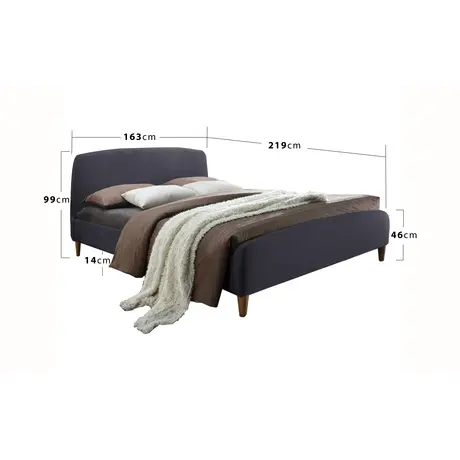 Buy Elegant Geneva Light Grey Fabric King Size Bed - Perfect for Any Room, Colour: Light Grey, Size: 5ft/King , Item Width: 163, 3 from Furnituretta