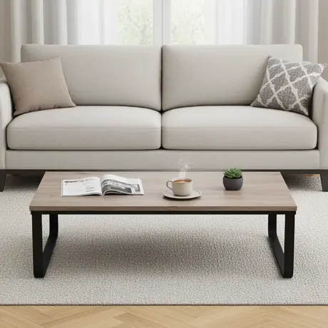 Buy Felix Coffee Table – Natural Wood Effect & Black Metal Legs, 2 from Furnituretta