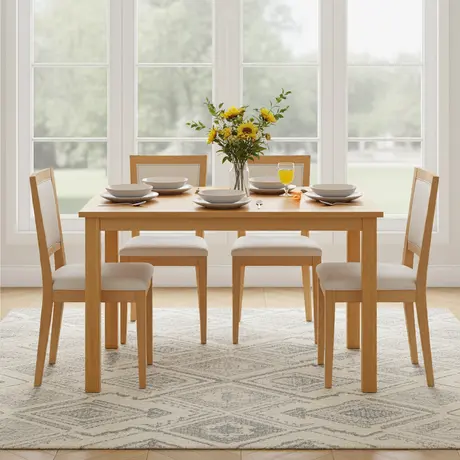 Buy Hamra Dining Table – Solid Rubberwood in Natural Oak (120 cm), 3 from Furnituretta