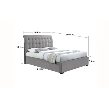 Buy Hamilton Light Grey Fabric Bed Double - Enhance Your Bedroom, Colour: Light Grey, Size: 4ft 6/Double, Item Width: 144, 3 from Furnituretta