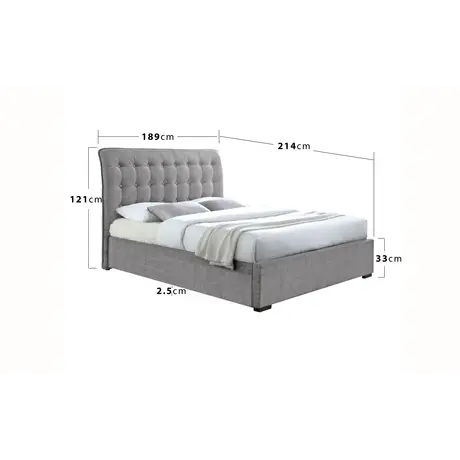 Buy Hamilton Light Grey Fabric Bed Super King Size - Enhance Your Bedroom, Colour: Light Grey, Size: 6ft/Super King, Item Width: 189, 3 from Furnituretta
