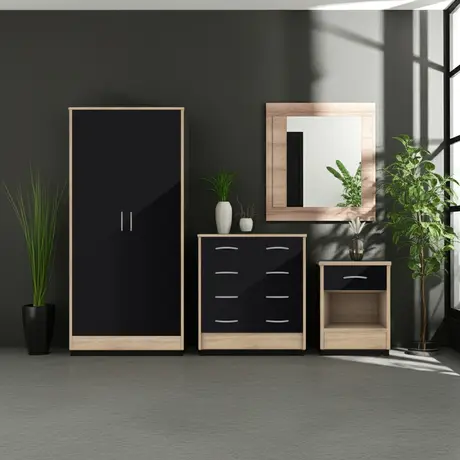 Buy Bardalona Trio Bedroom Set – Black Gloss Finish, 5 from Furnituretta