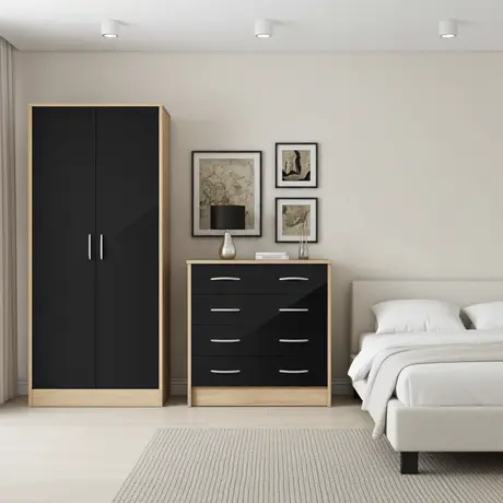 Buy Bardalona Trio Bedroom Set – Black Gloss Finish, 6 from Furnituretta