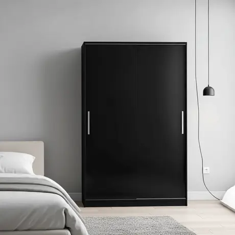 Buy Topline Sliding Wardrobe – Black Finish (120 cm), 3 from Furnituretta
