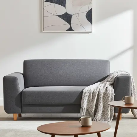 Buy Fida 2 Seater Sofa – Dark Grey Linen Fabric, 2 from Furnituretta