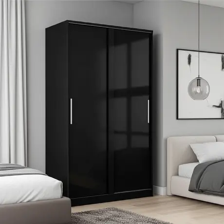 Buy Topline Sliding Wardrobe – Black Finish (120 cm) from Furnituretta