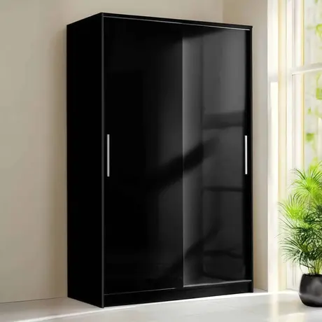 Buy Topline Sliding Wardrobe – Black Finish (120 cm), 5 from Furnituretta