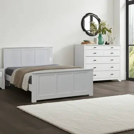 Buy Mali King Size Bed – White Solid Wood Frame, Colour: White, Size: King Size, 2 from Furnituretta